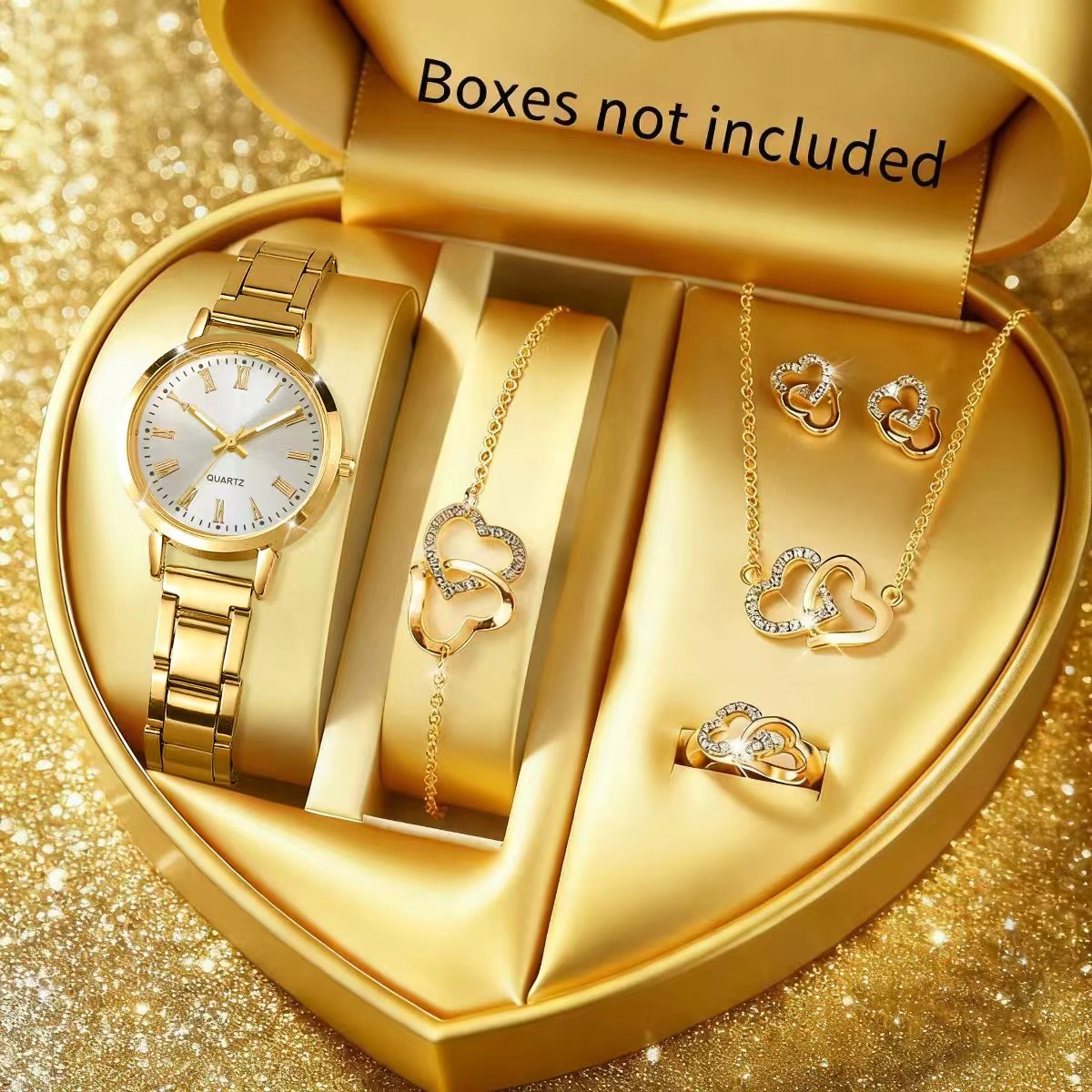 Jewelry Box Watches Bracelets - Reloj de cuarzo para mujer, conjunto