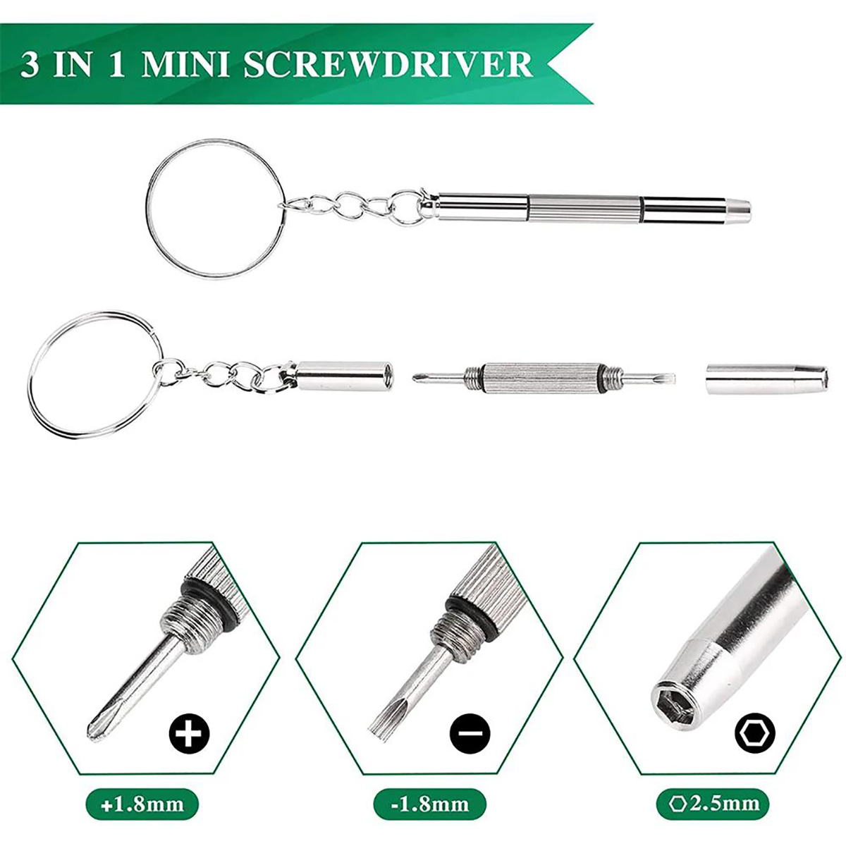 Watch Repair Tool Kit - Mini destornillador 3 en 1 para