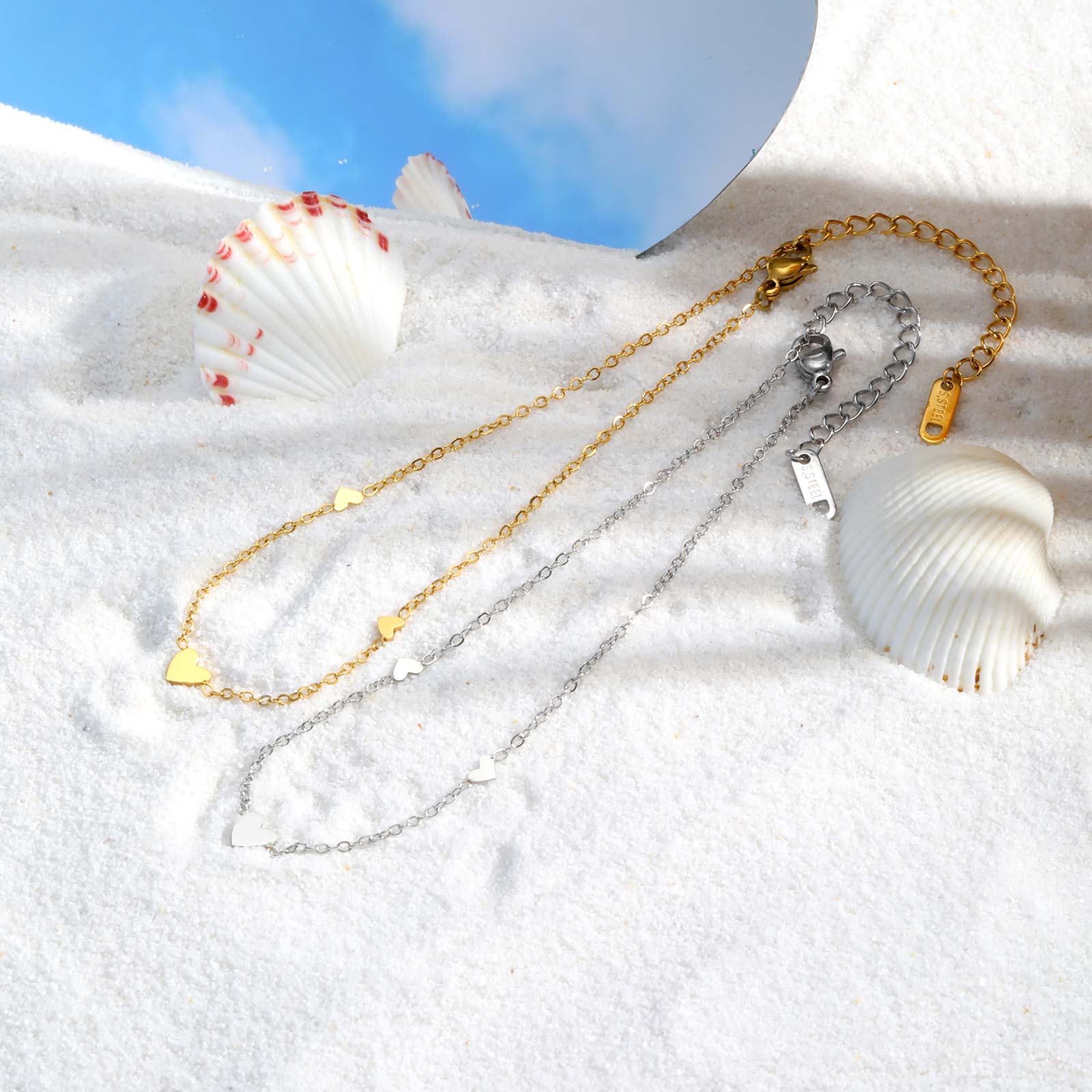 Tobilleras de corazón de acero - Jc Jewelry & Watches Photos reseña y precio